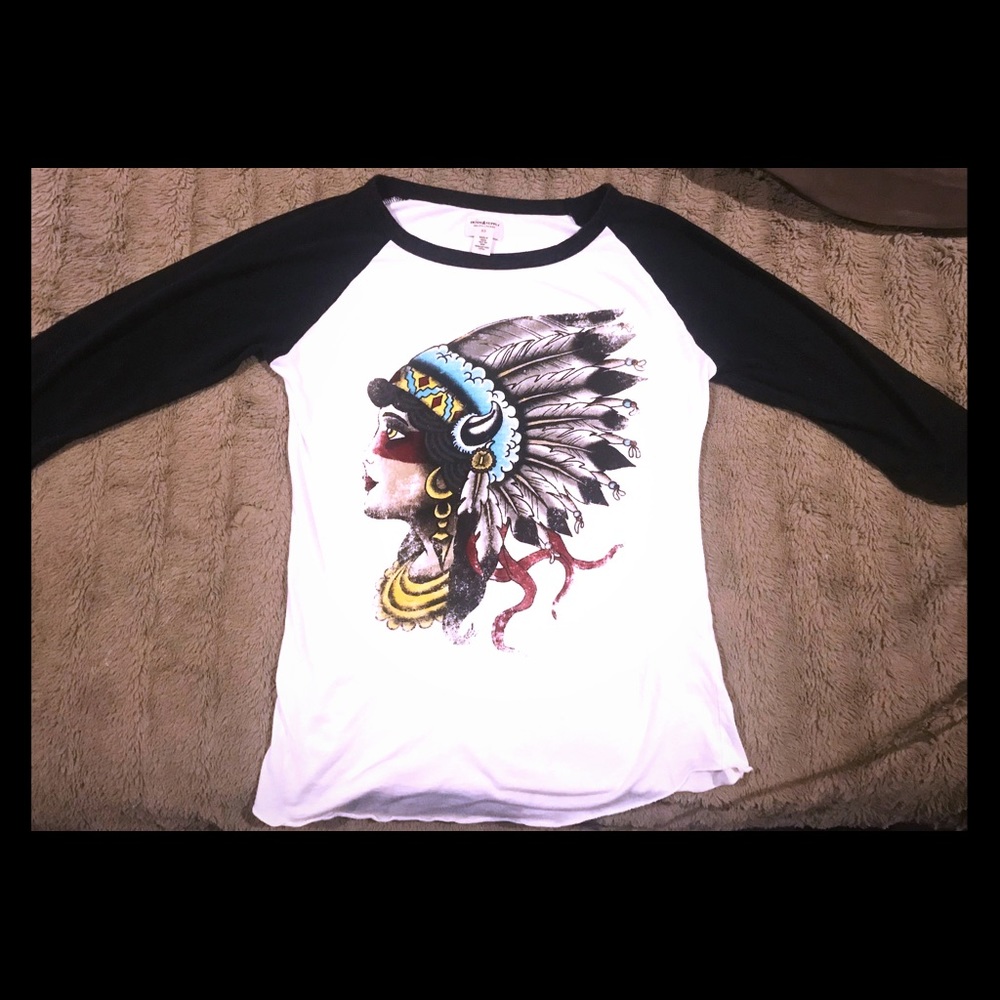 Indian Headdress colorful feather baseball tee